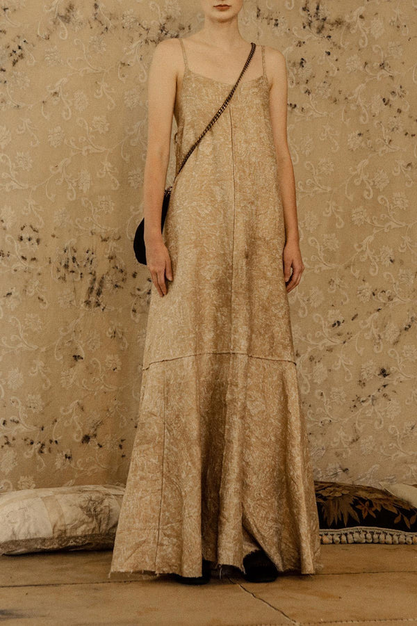 MUTEDANCE cross-stitched suspender dress MD22FW42 dark yellow PM45